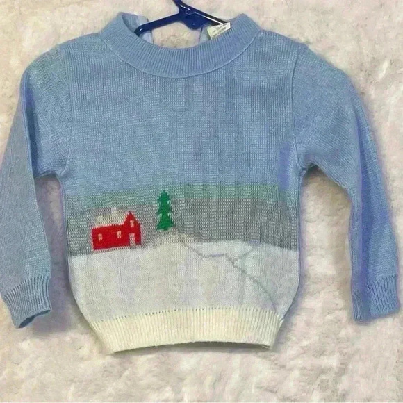 Vintage Baby Boy Two Piece 12 Month Sweater & Vest Classic Winter Theme Snowman - Picture 2 of 9
